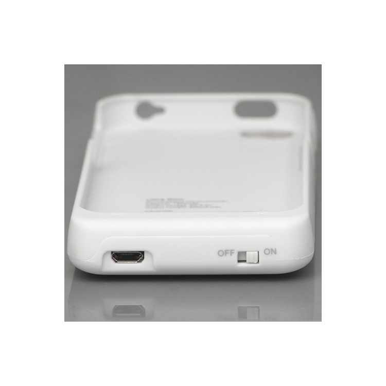Detachable External Battery Case Charger for iPhone 4S 4 1900mAh - White