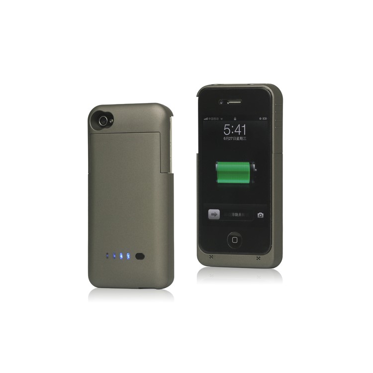 Detachable External Battery Case Power Bank for iPhone 4S 4 1900mAh Crystal Box - Brown
