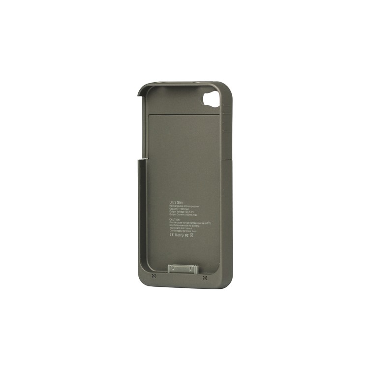 Detachable External Battery Case Power Bank for iPhone 4S 4 1900mAh Crystal Box - Brown