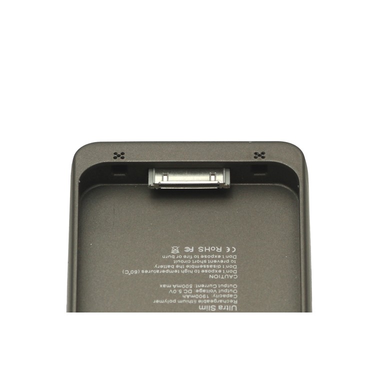Detachable External Battery Case Power Bank for iPhone 4S 4 1900mAh Crystal Box - Brown