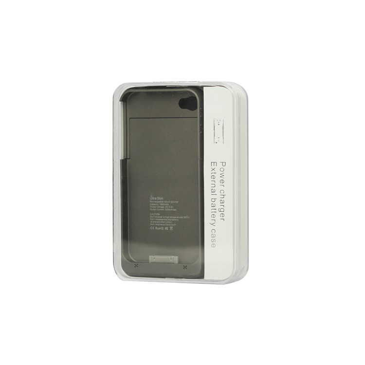 Detachable External Battery Case Power Bank for iPhone 4S 4 1900mAh Crystal Box - Brown