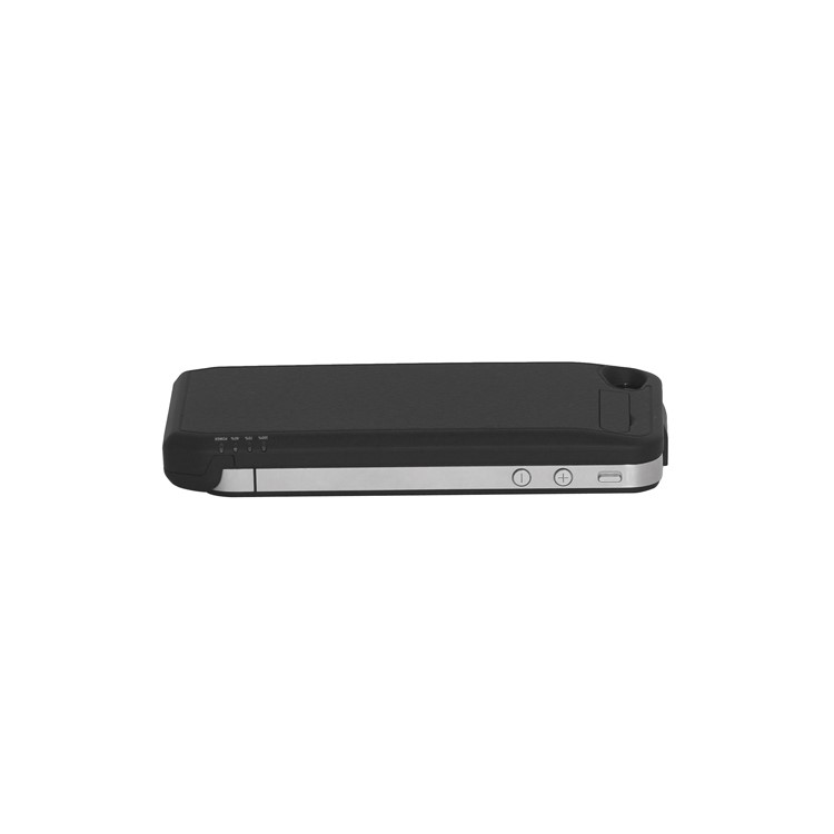 1800mAh Ultra-thin Lichee Pattern iPhone 4 4S External Battery Power Case with Stand - Black