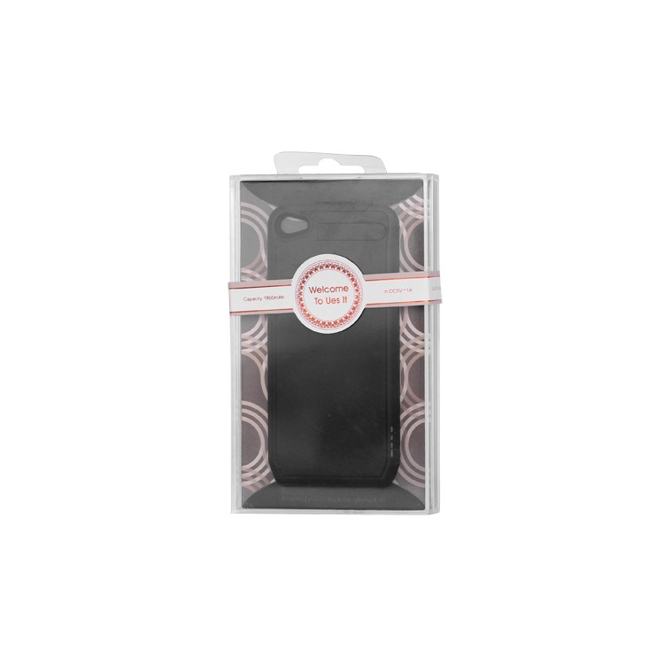 1800mAh Ultra-thin Lichee Pattern iPhone 4 4S External Battery Power Case with Stand - Black