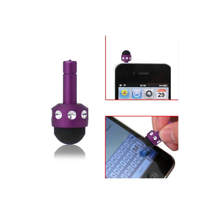 Smallest 3.5mm Plug Shiny Soft Touch Stylus Pen for Capacitive Touchscreen - Purple