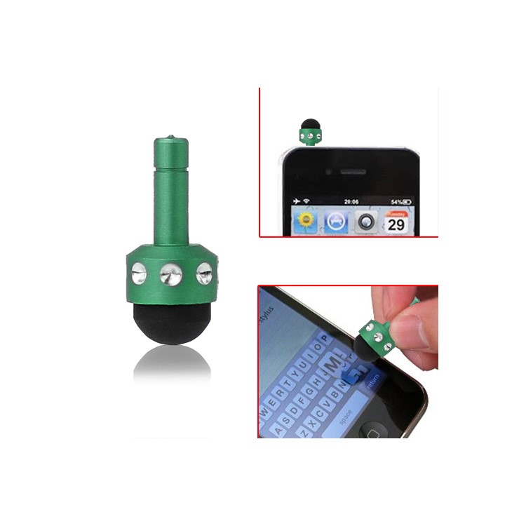 Smallest 3.5mm Plug Shiny Soft Touch Stylus Pen for Capacitive Touchscreen - Green