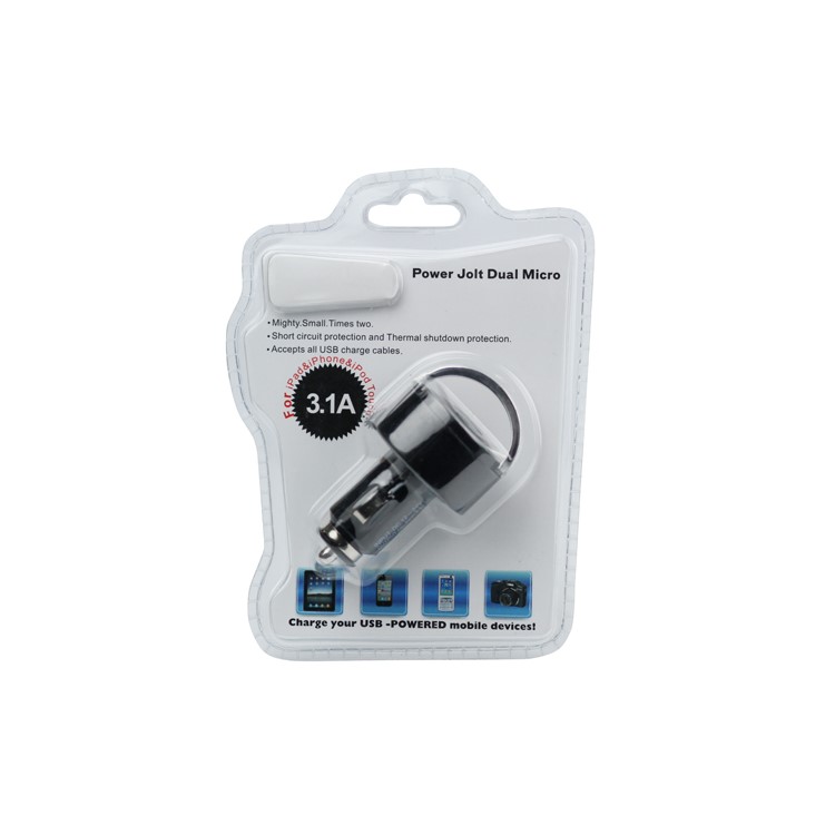 3.1A Dual USB Car Auto Power Adapter for iPad iPhone iPod Mobile Phone MP4 - Black