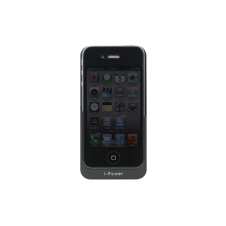 2200mAh Rubberized External Battery Charger Case for iPhone 4 4S
