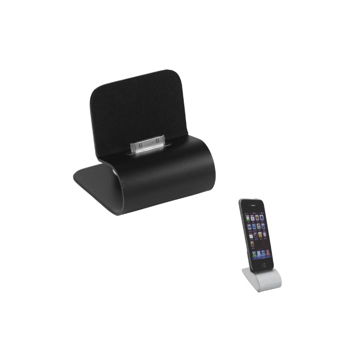 iPhone 4S 4 Aluminum Dock Cradle Stand Charger with USB Retractable Cable - Black