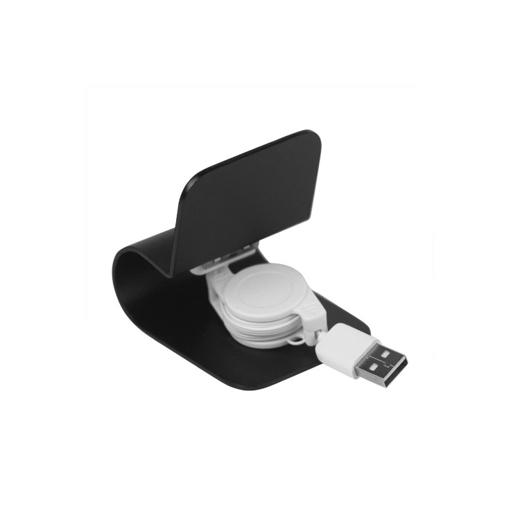 iPhone 4S 4 Aluminum Dock Cradle Stand Charger with USB Retractable Cable - Black