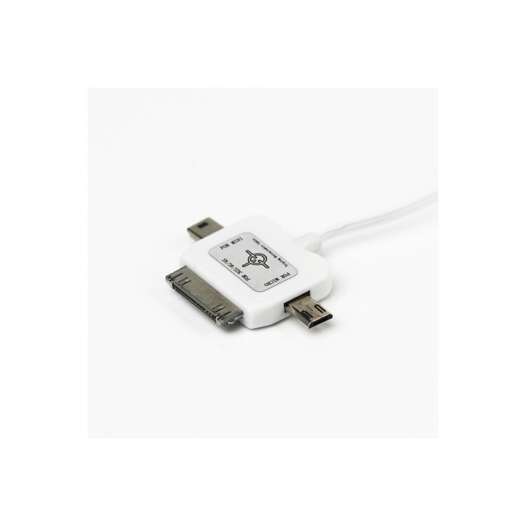 3 in 1 Mini Micro Retractable USB Sync Data Charger Cable for iPhone 4S 4 iPod - White