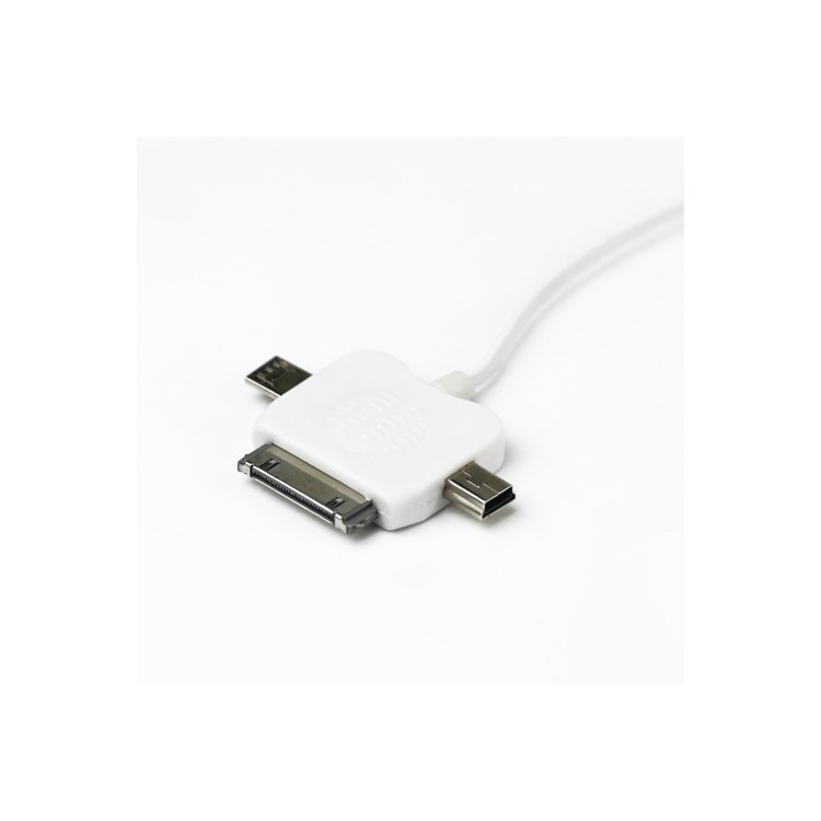 3 in 1 Mini Micro Retractable USB Sync Data Charger Cable for iPhone 4S 4 iPod - White