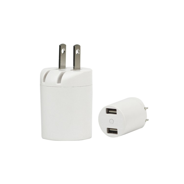Dual USB Power Adapter for iPhone iPod US Plug - White