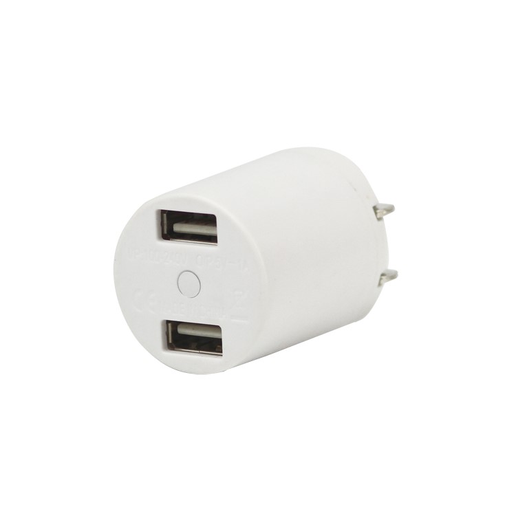 Dual USB Power Adapter for iPhone iPod US Plug - White