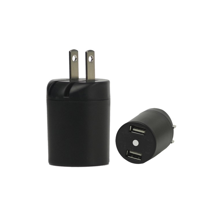 Dual USB Power Adapter for iPhone iPod US Plug - Black