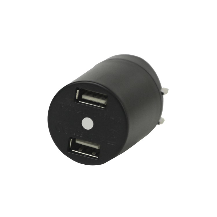 Dual USB Power Adapter for iPhone iPod US Plug - Black