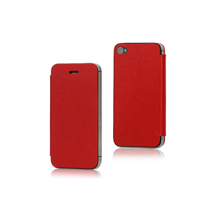 Leather Skin iPhone 4S Housing with Front Protective Cover (Free Pentalobe Pentacle Screwdriver) - Red