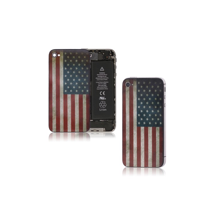 Retro American Flag Glass Back Cover Housing for iPhone 4S