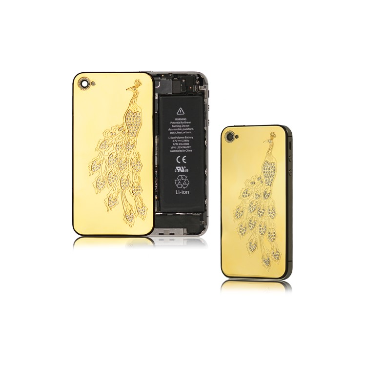 Rhinestone Peacock Back Cover Housing Replacement for iPhone 4S - Gold