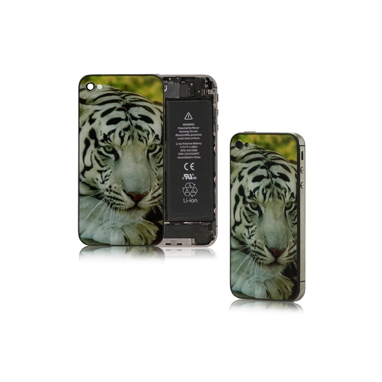 White Tiger Glass Battery Cover Housing Replacement for iPhone 4S