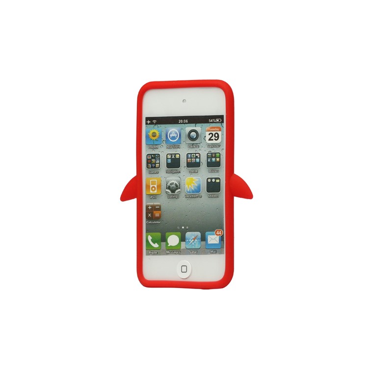 Cute Penguin Silicone Case Cover for iPod Touch 4 4G 4TH Gen - Red