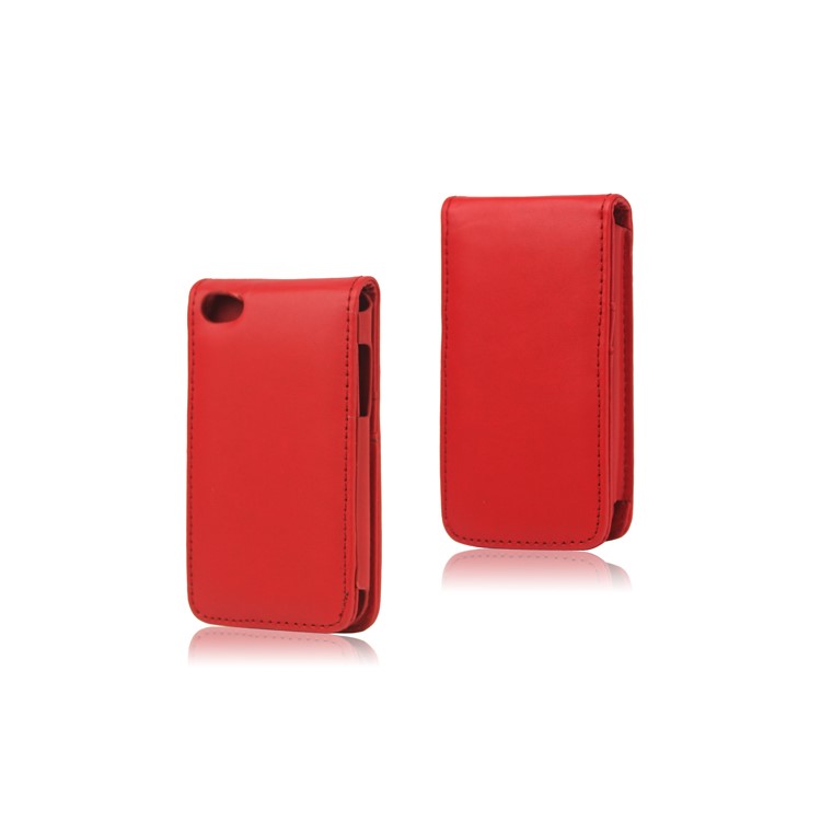 Vertical Leather Flip Case for iPod Touch 4 - Red