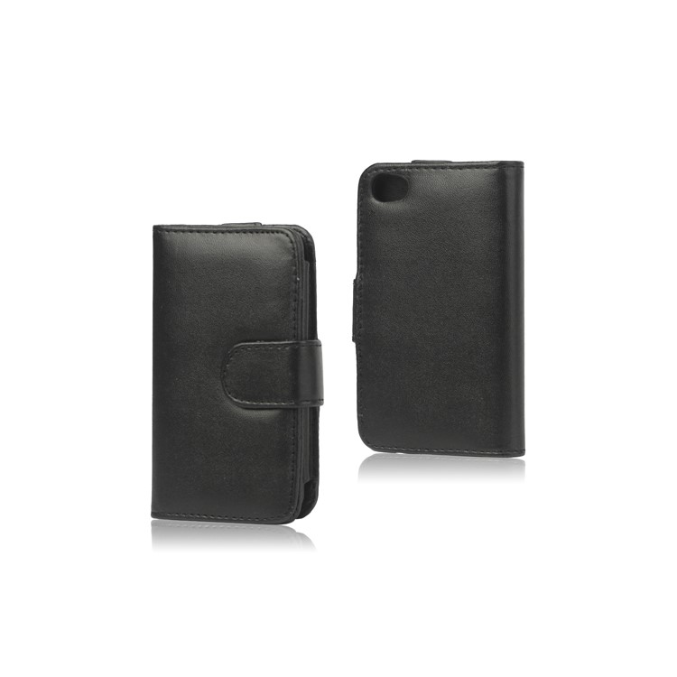 Wallet Leather Flip Case for iPod Touch 4 - Black
