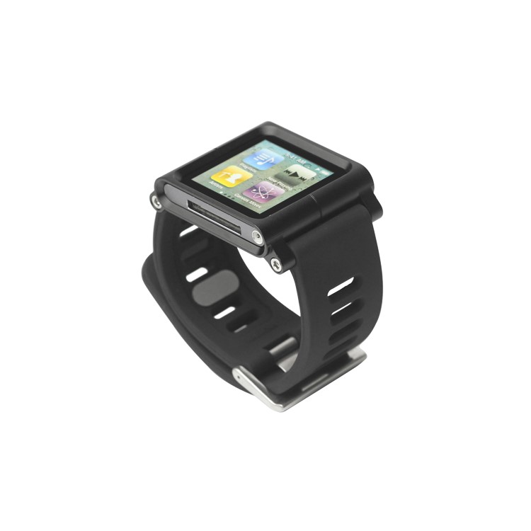 Aluminum Bracelet Watch Band Wrist Cover Case for iPod Nano 6 6th Gen - Black