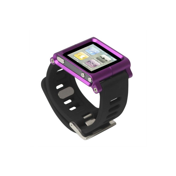 Aluminum Bracelet Watch Band Wrist Cover Case for iPod Nano 6 6th Gen - Purple