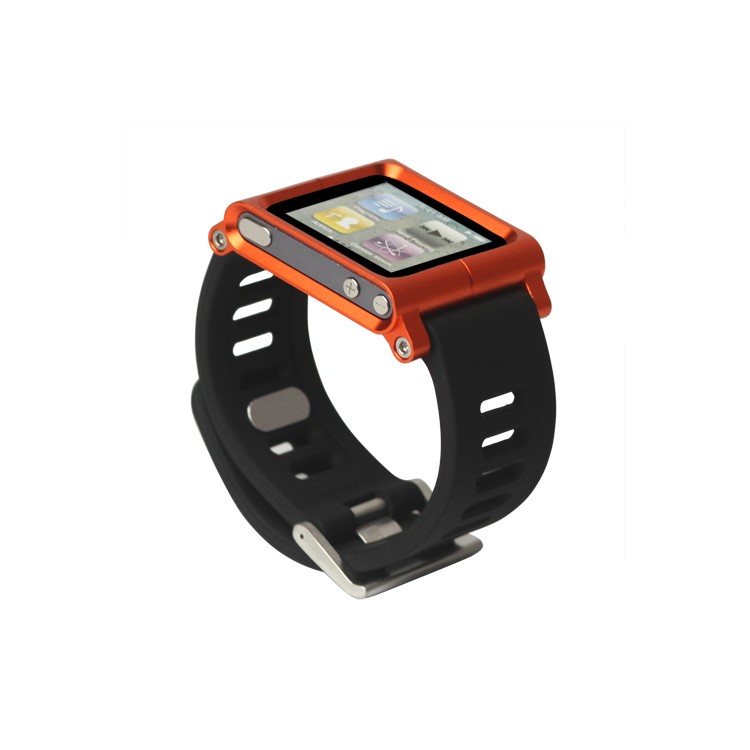 Aluminum Bracelet Watch Band Wrist Cover Case for iPod Nano 6 6th Gen - Orange