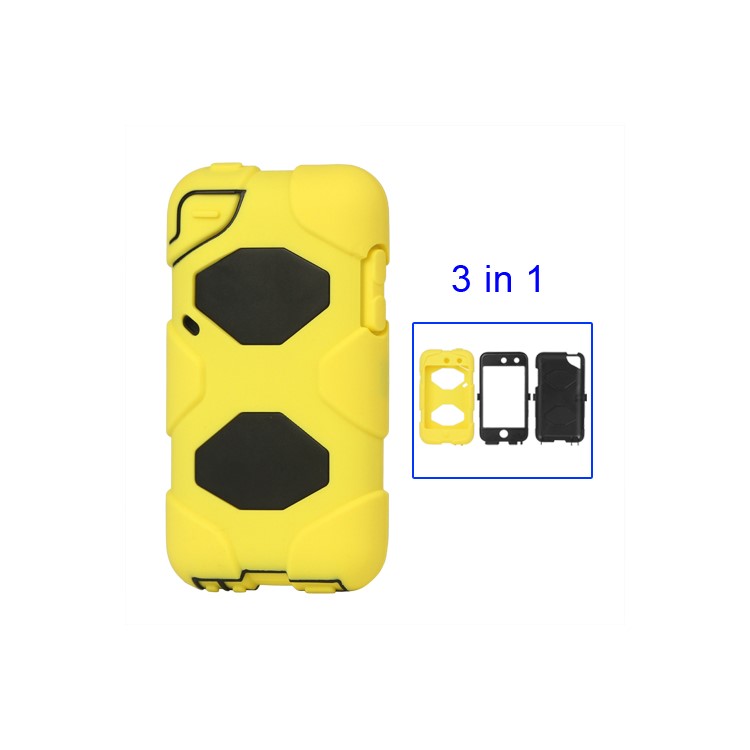 Snap-on Defender Case Cover for iPod Touch 4 4G - Black / Yellow