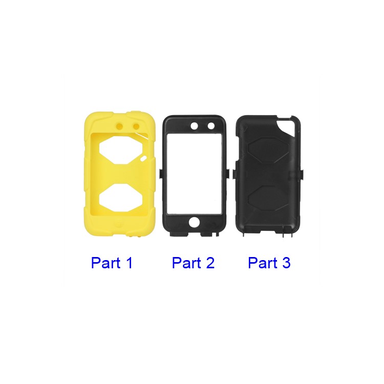Snap-on Defender Case Cover for iPod Touch 4 4G - Black / Yellow