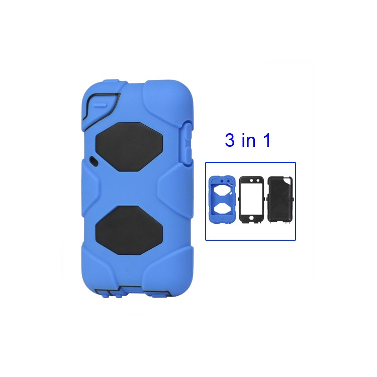 Snap-on Defender Case Cover for iPod Touch 4 4G - Black / Blue