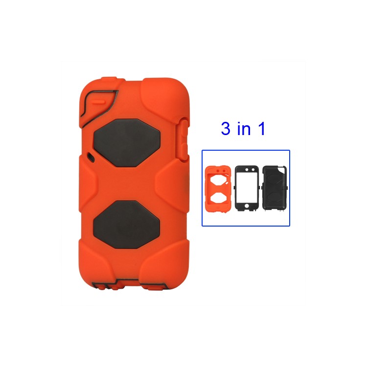 Snap-on Defender Case Cover for iPod Touch 4 4G - Black / Orange