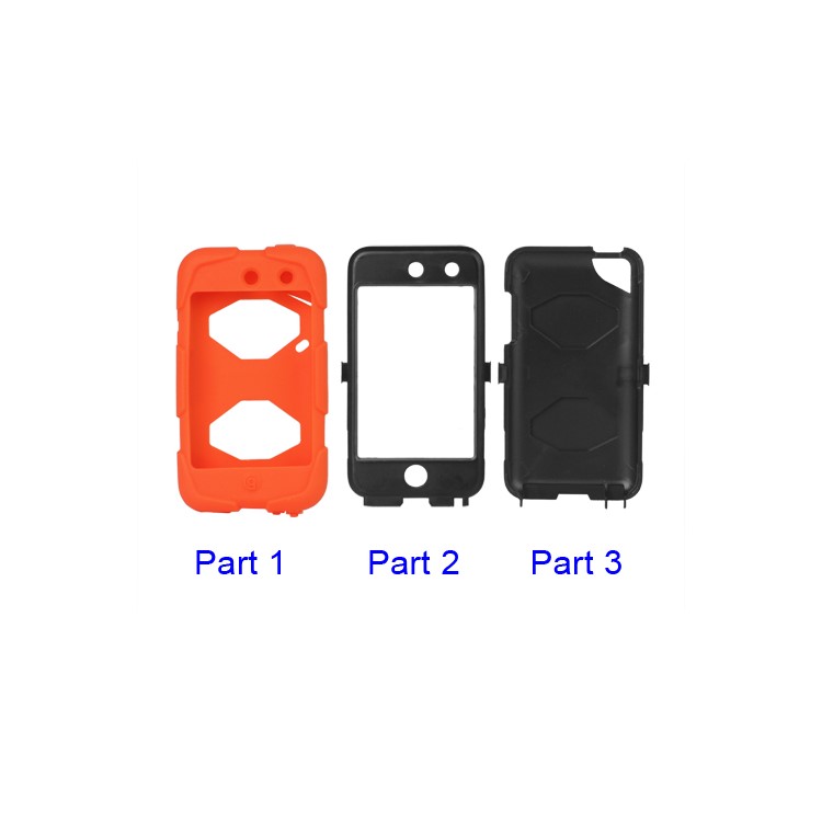 Snap-on Defender Case Cover for iPod Touch 4 4G - Black / Orange