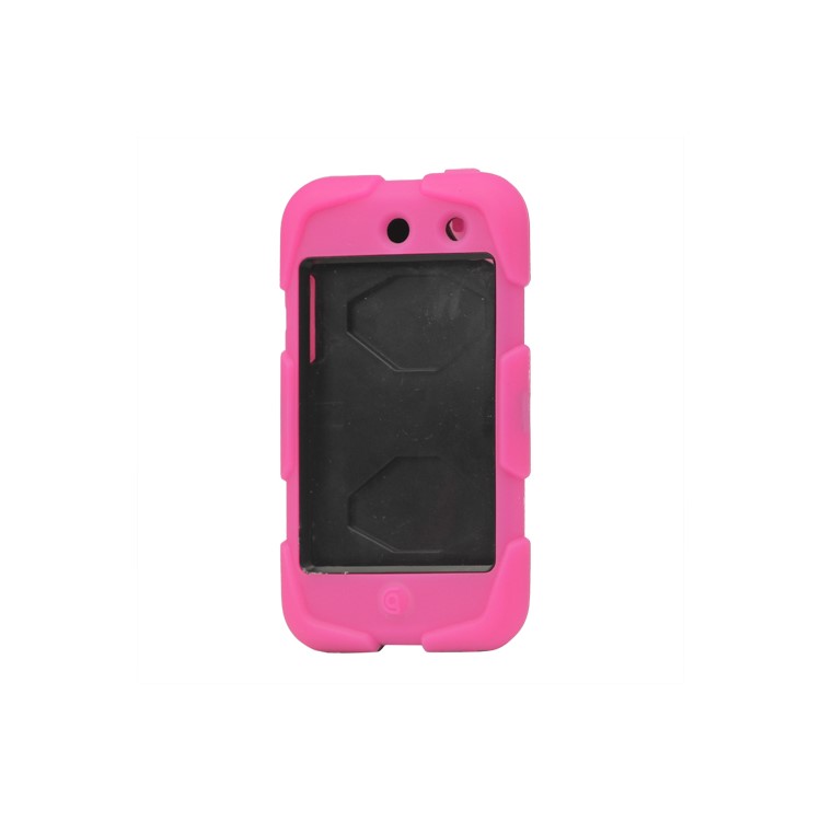 Snap-on Defender Case Cover for iPod Touch 4 4G - Black / Rose