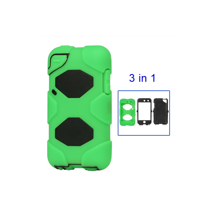 Snap-on Defender Case Cover for iPod Touch 4 4G - Black / Green