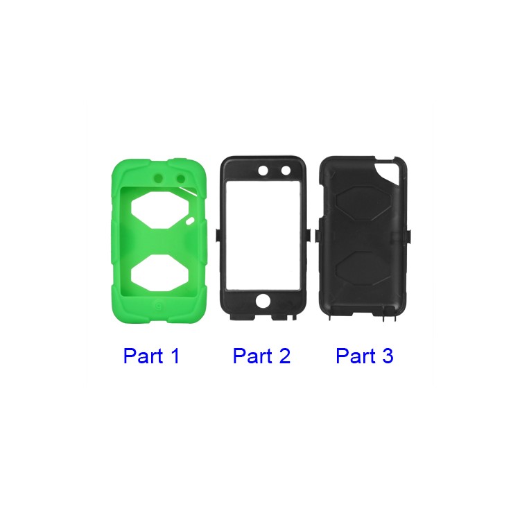 Snap-on Defender Case Cover for iPod Touch 4 4G - Black / Green