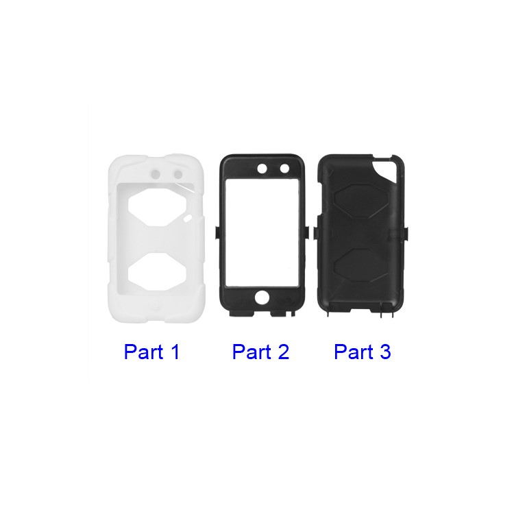 Snap-on Defender Case Cover for iPod Touch 4 4G - Black / White