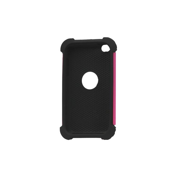 Textured Defender Case Cover for iPod Touch 4 - Black / Rose