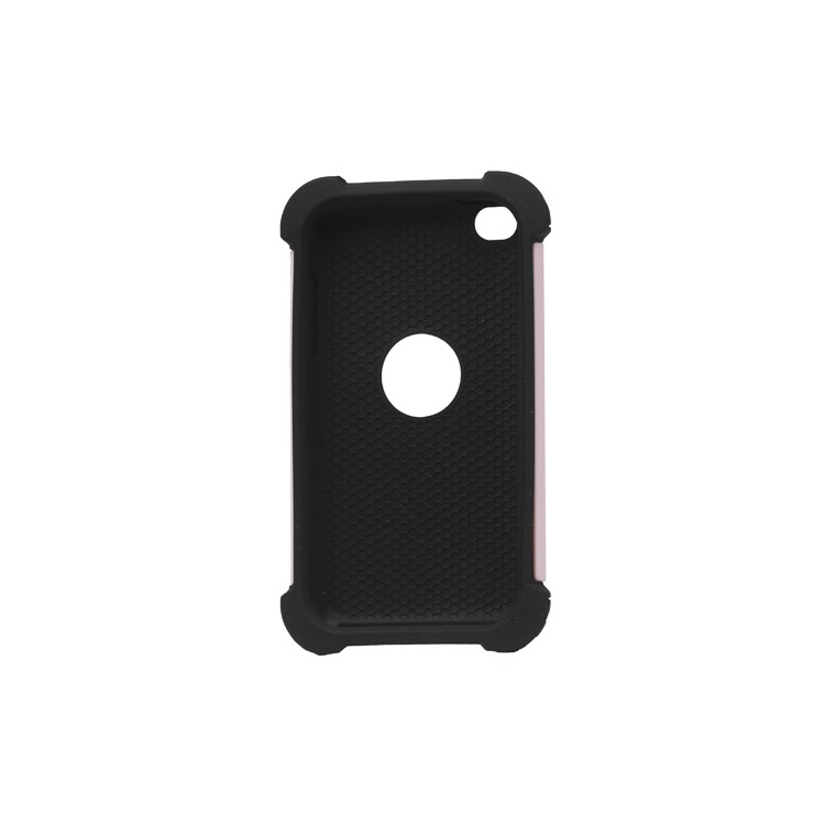 Textured Defender Case Cover for iPod Touch 4 - Black / Pink
