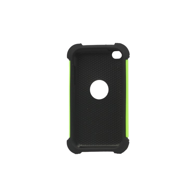 Textured Defender Case Cover for iPod Touch 4 - Black / Green