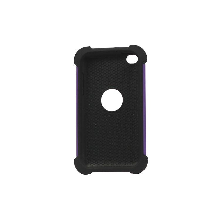 Textured Defender Case Cover for iPod Touch 4 - Black / Purple