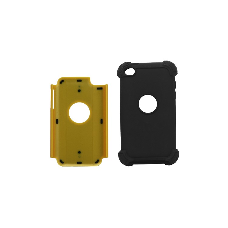 Textured Defender Case Cover for iPod Touch 4 - Black / Yellow
