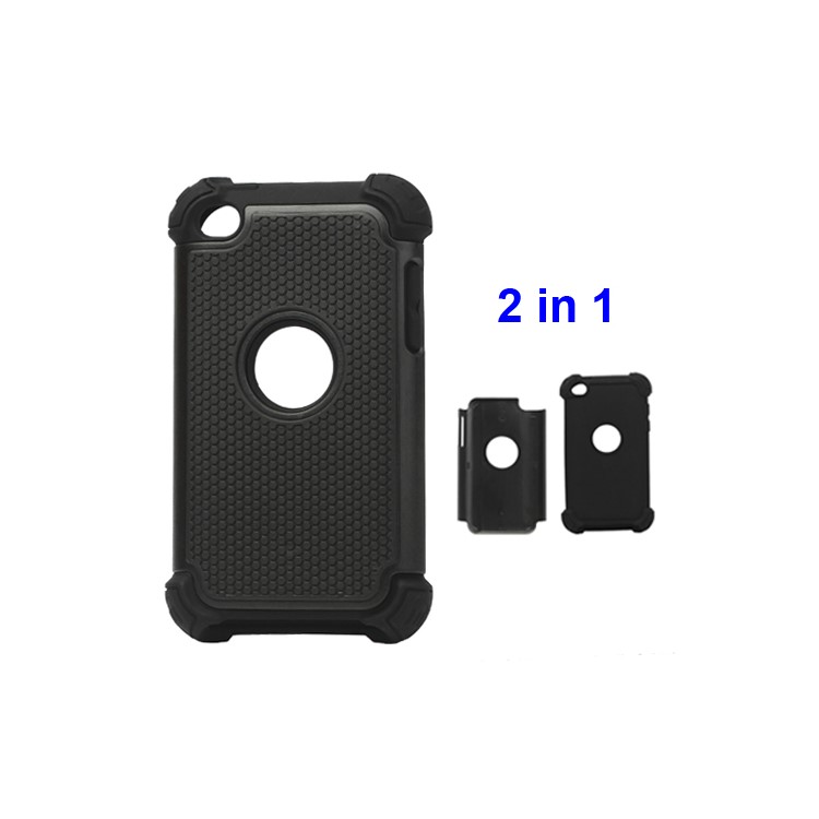 Textured Defender Case Cover for iPod Touch 4 - Black