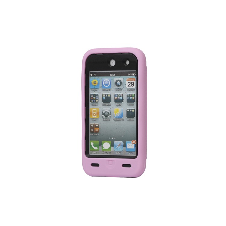 Snap-on Defender Case Cover with Stand for iPod Touch 4 - Pink
