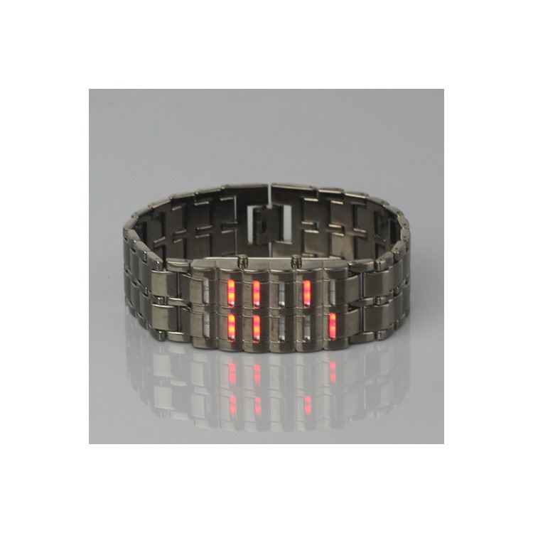 New Fashion LED Lava Samurai Metal Wrist Watch - Red Led Light