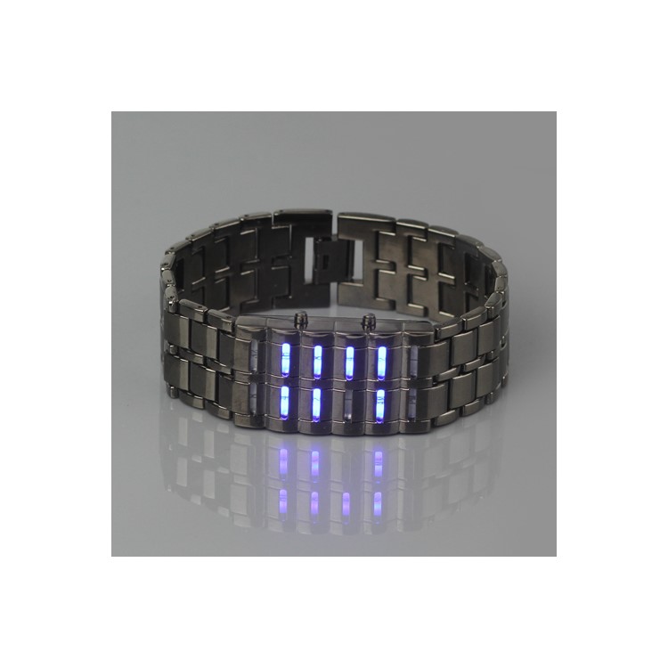 New Fashion LED Lava Samurai Metal Wrist Watch - Blue Led Light