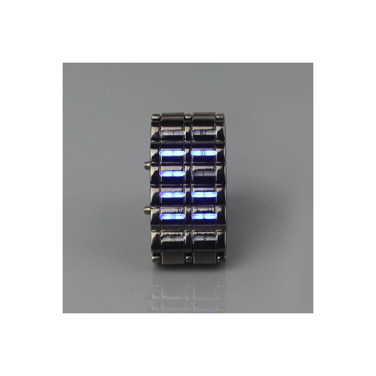 New Fashion LED Lava Samurai Metal Wrist Watch - Blue Led Light
