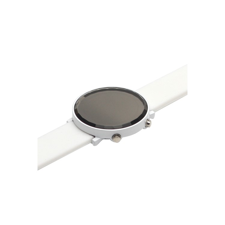Trendy Mirror Round Boys Girls LED Digital Watch - White