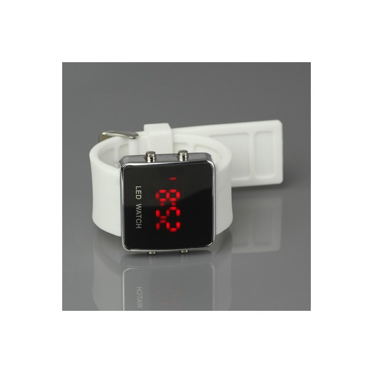 Hot Sports LED Watch with Silicone Band - White
